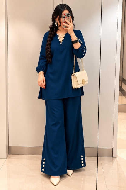 Women’s Solid Top & Wide-Leg Pants Set