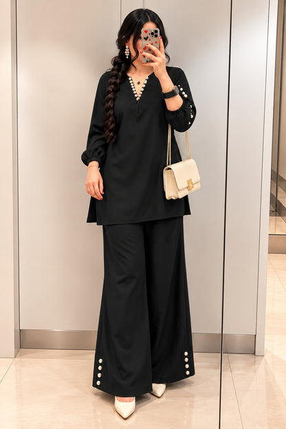 Women’s Solid Top & Wide-Leg Pants Set