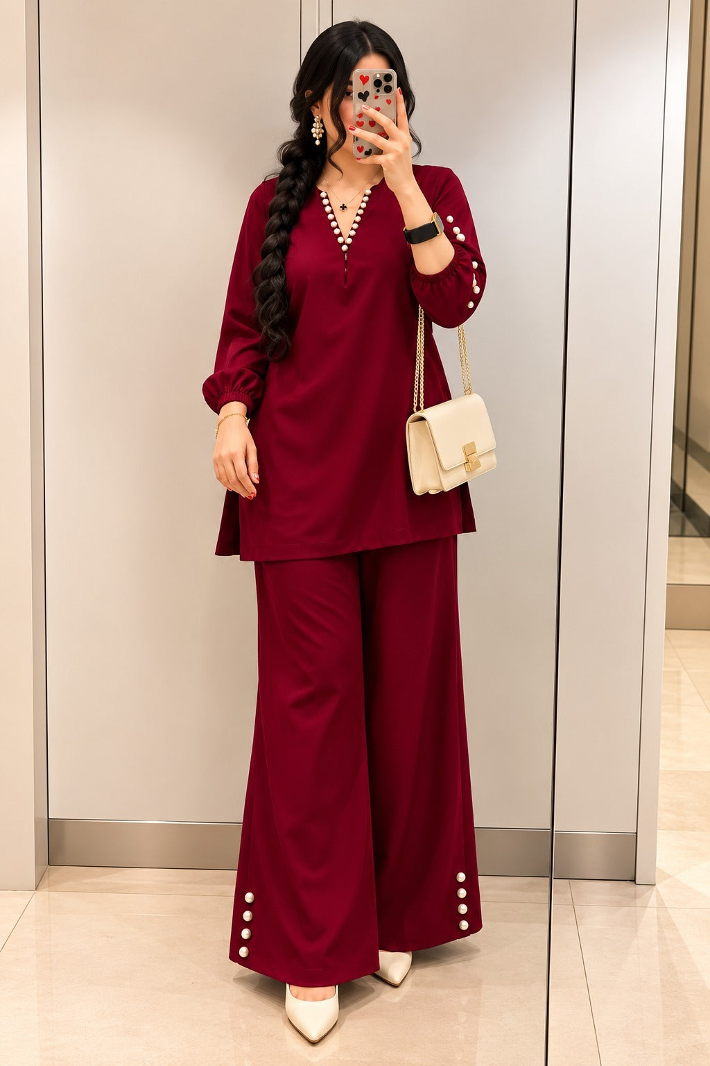 Women’s Solid Top & Wide-Leg Pants Set