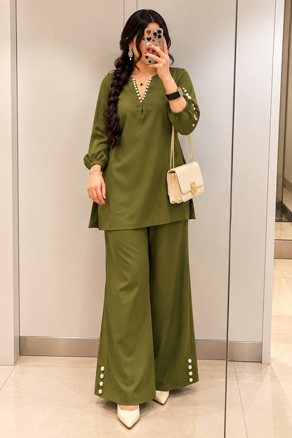 Women’s Solid Top & Wide-Leg Pants Set