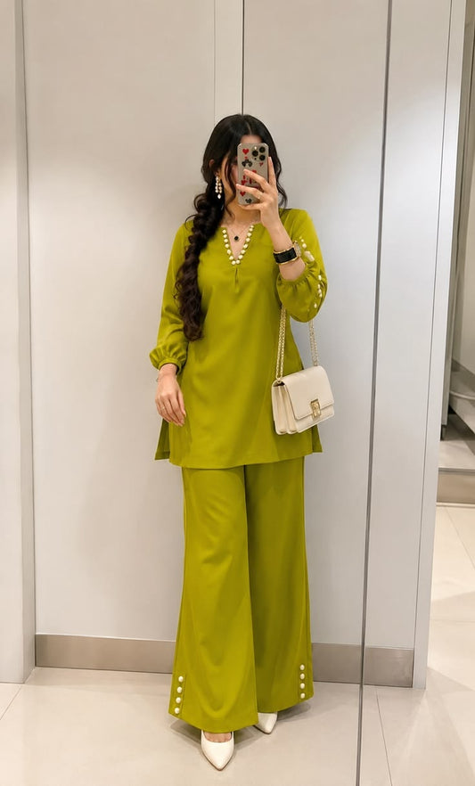 Women’s Solid Top & Wide-Leg Pants Set