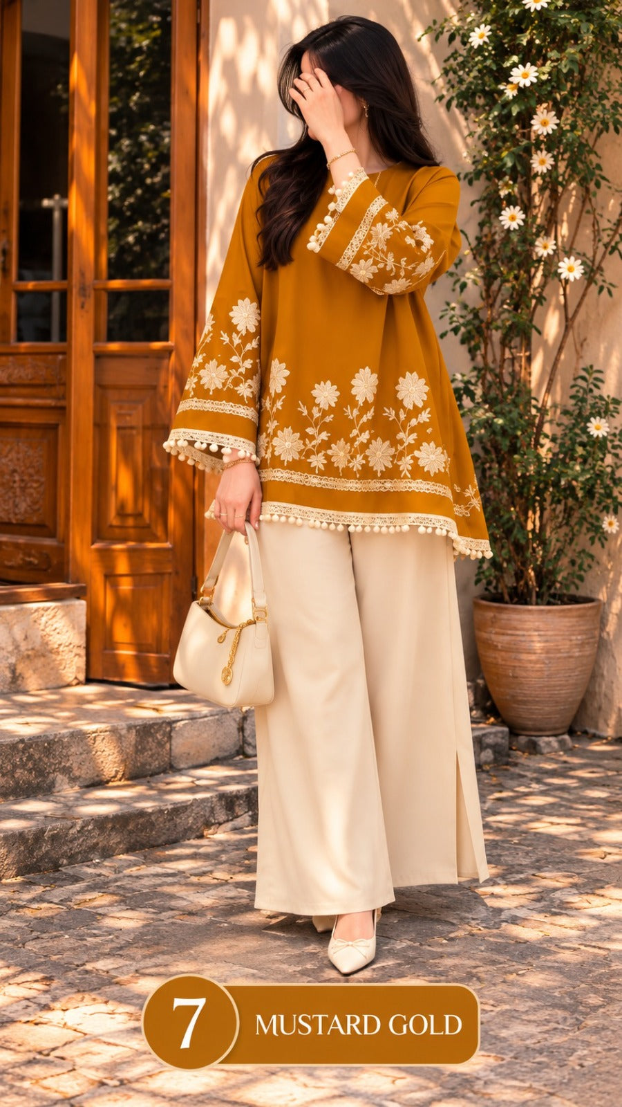 Women’s Embroidered Kurta Palazzo Set