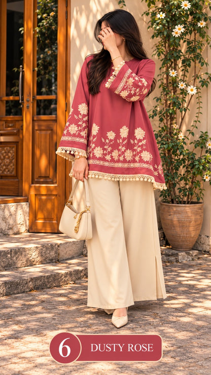 Women’s Embroidered Kurta Palazzo Set
