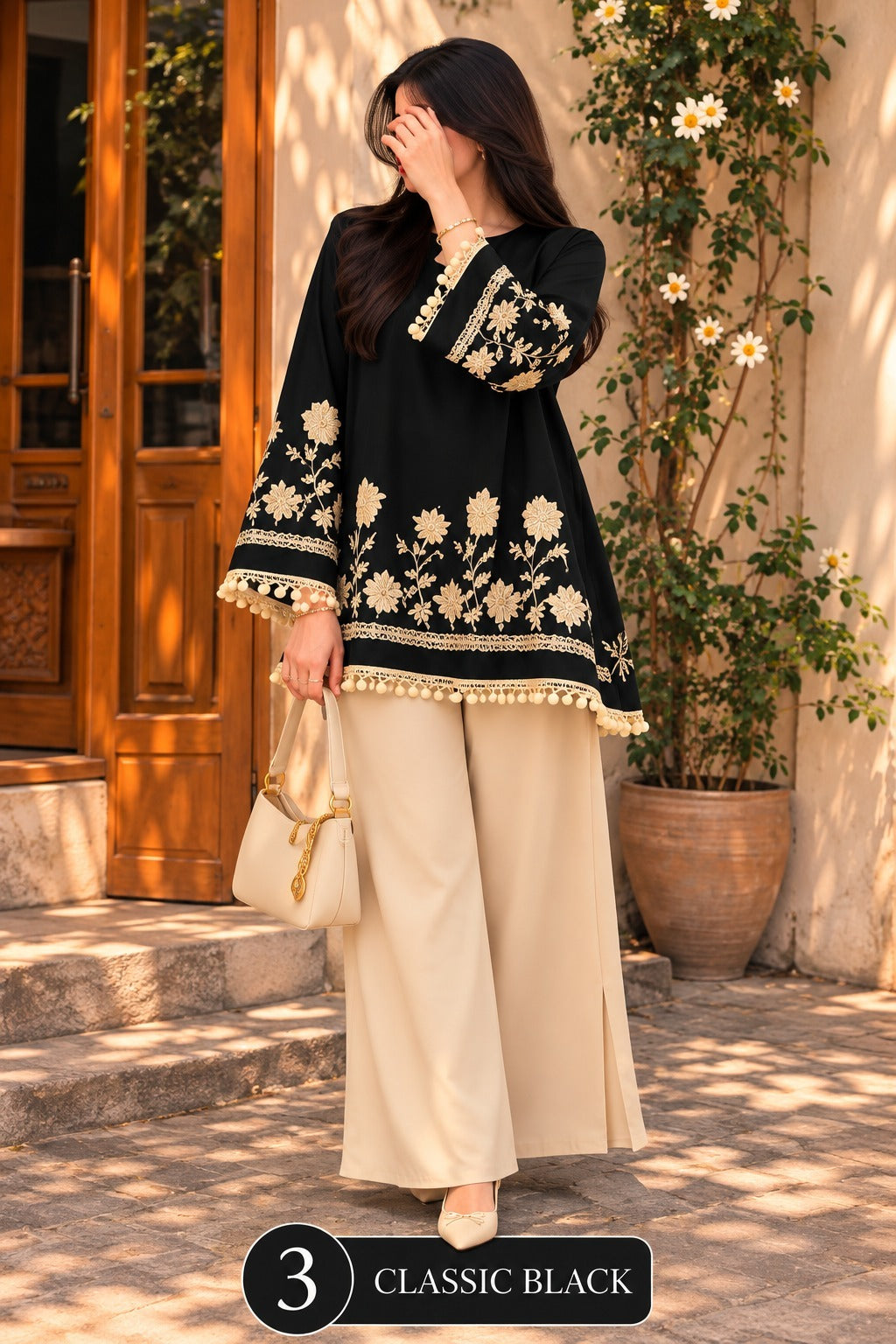 Women’s Embroidered Kurta Palazzo Set
