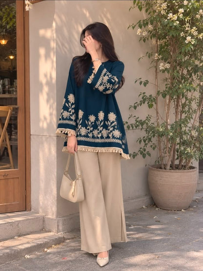Women’s Embroidered Kurta Palazzo Set