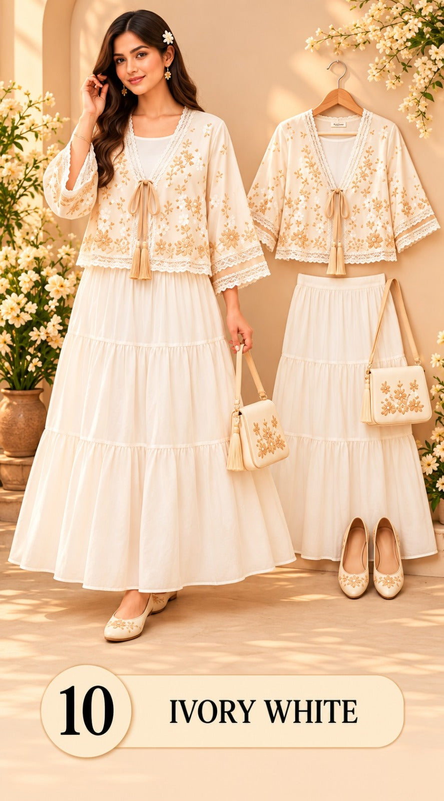 Women’s Floral Embroidered Tiered Dress