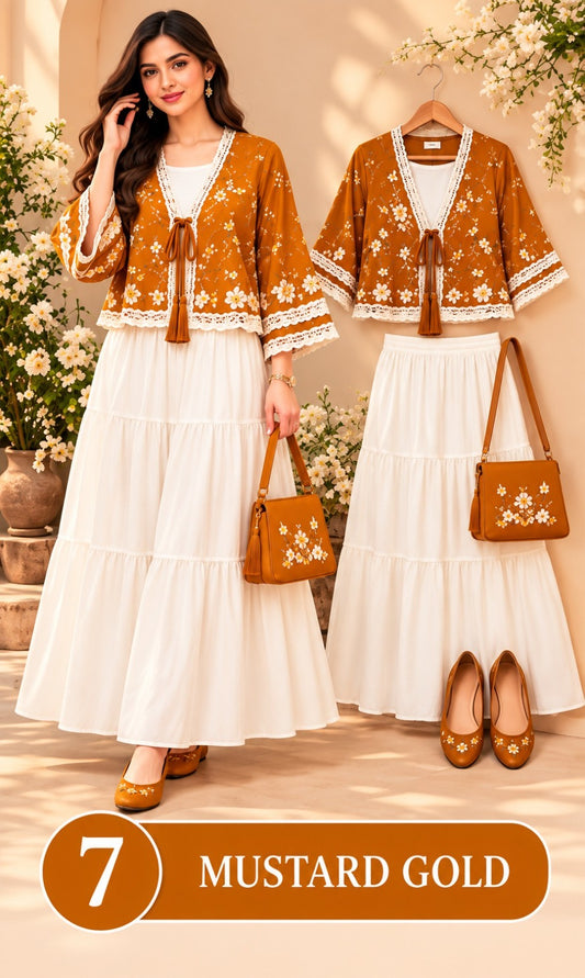 Women’s Floral Embroidered Tiered Dress