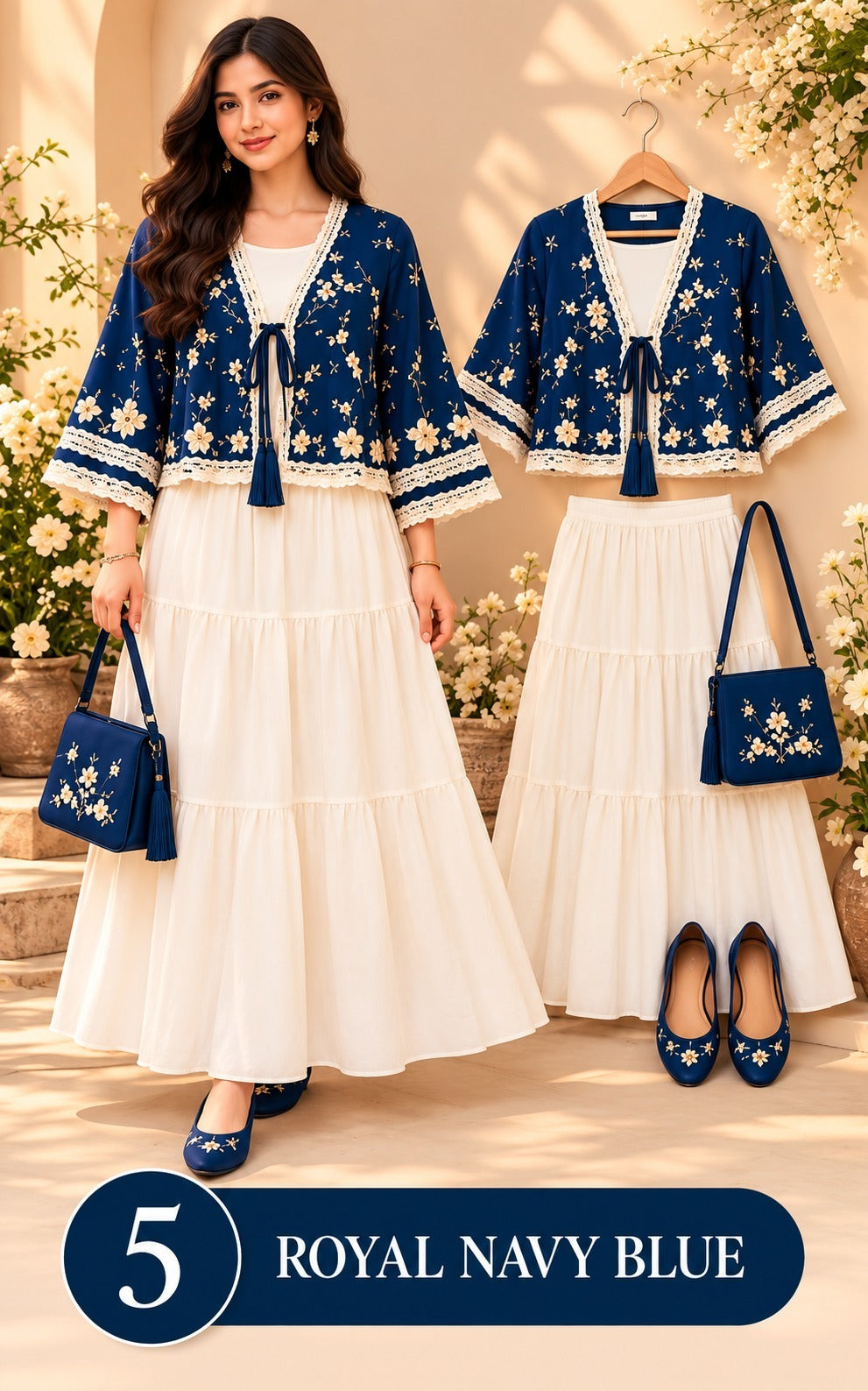Women’s Floral Embroidered Tiered Dress