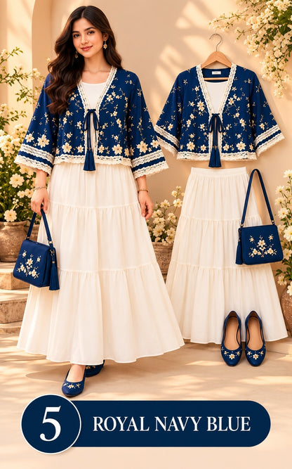 Women’s Floral Embroidered Tiered Dress