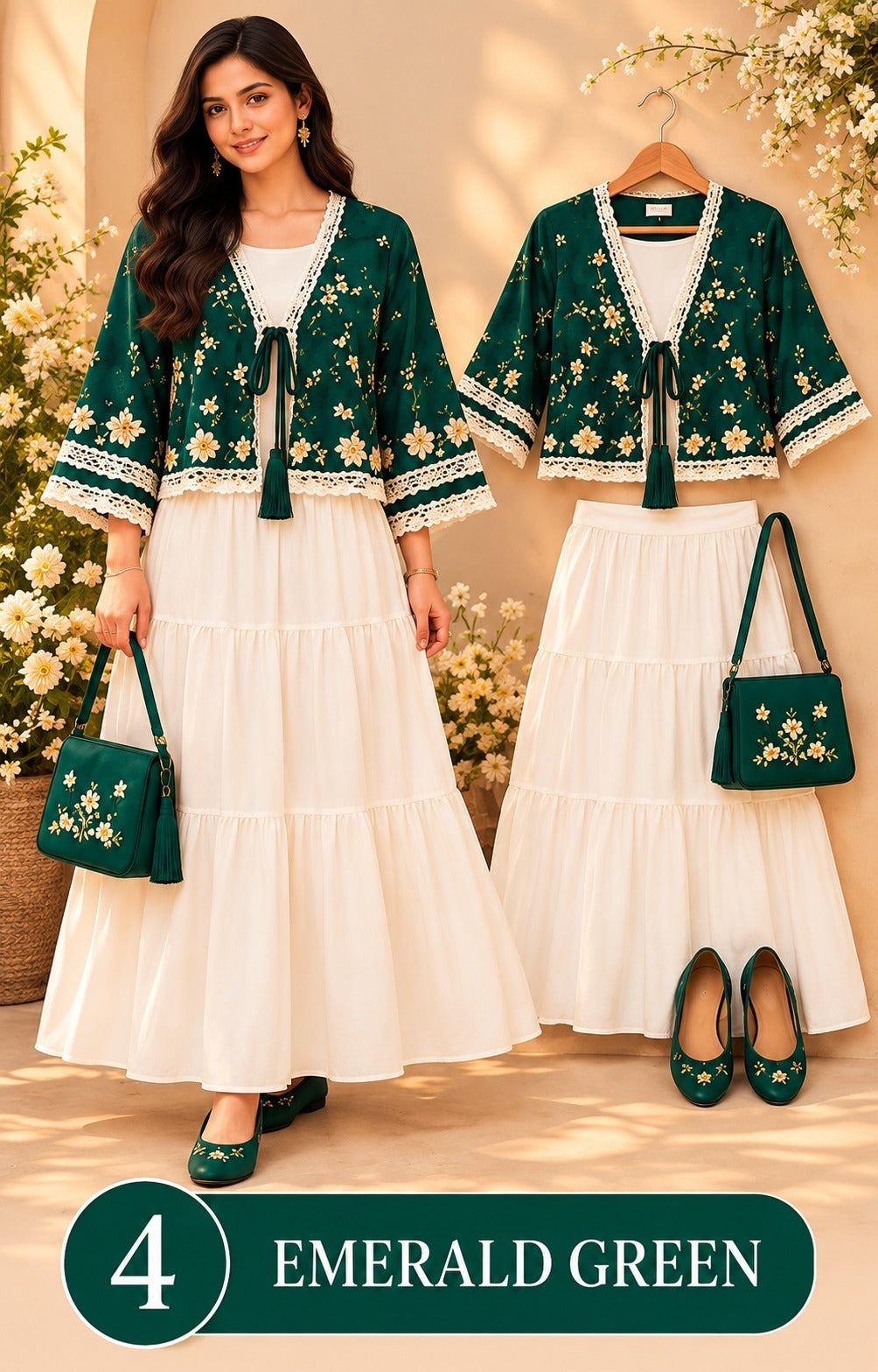 Women’s Floral Embroidered Tiered Dress