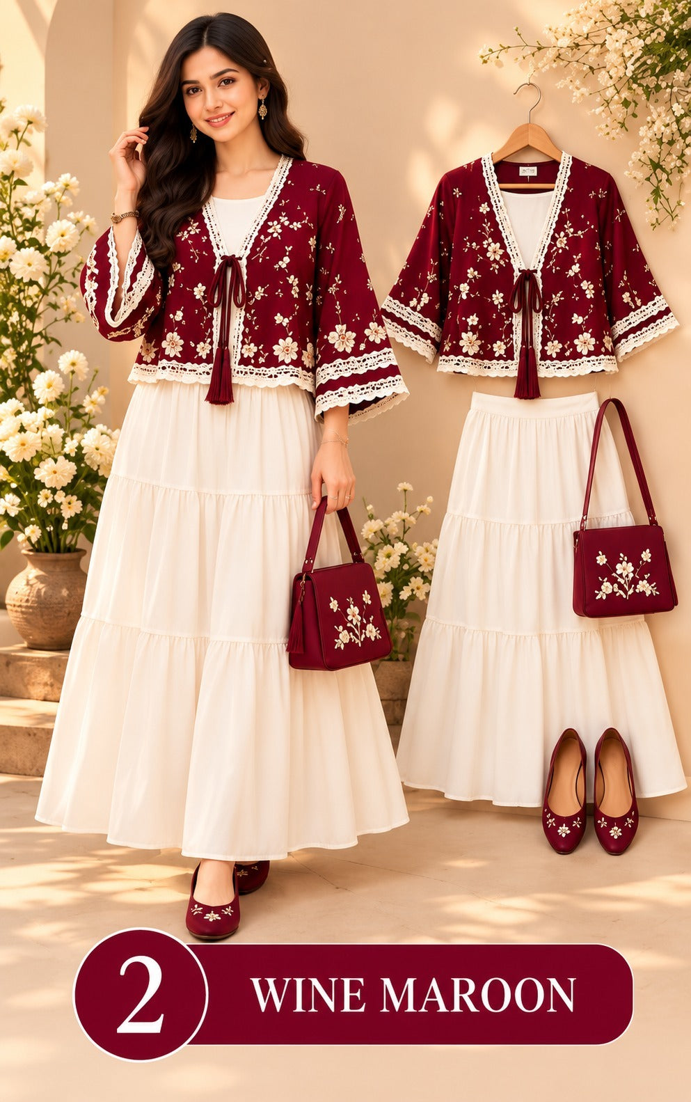 Women’s Floral Embroidered Tiered Dress