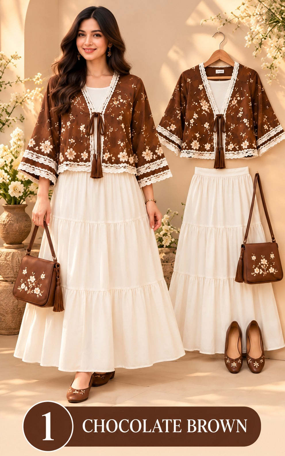 Women’s Floral Embroidered Tiered Dress
