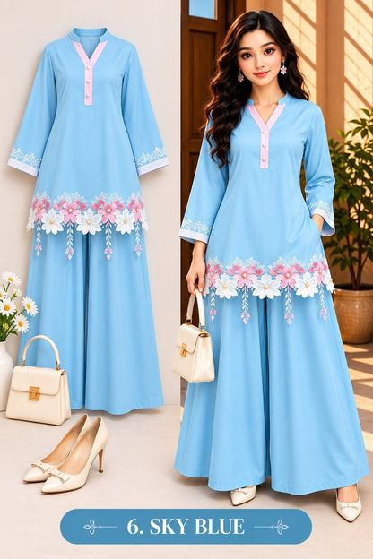 Women’s Floral Embroidered Kurta with Palazzo Set