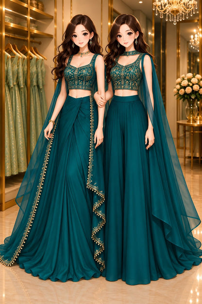 Women’s Embroidered Lehenga Choli with Dupatta Set