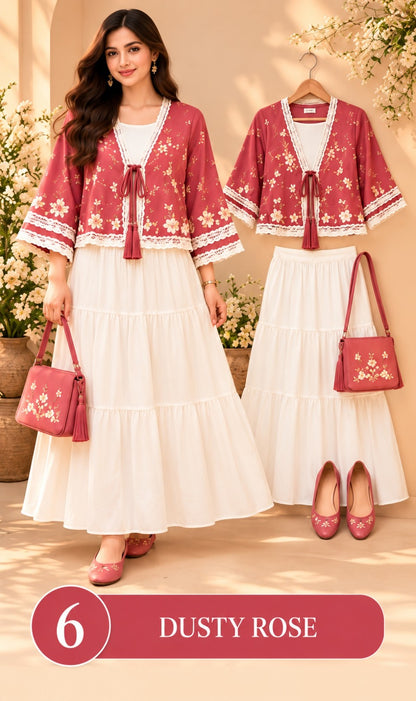 Women’s Floral Embroidered Tiered Dress