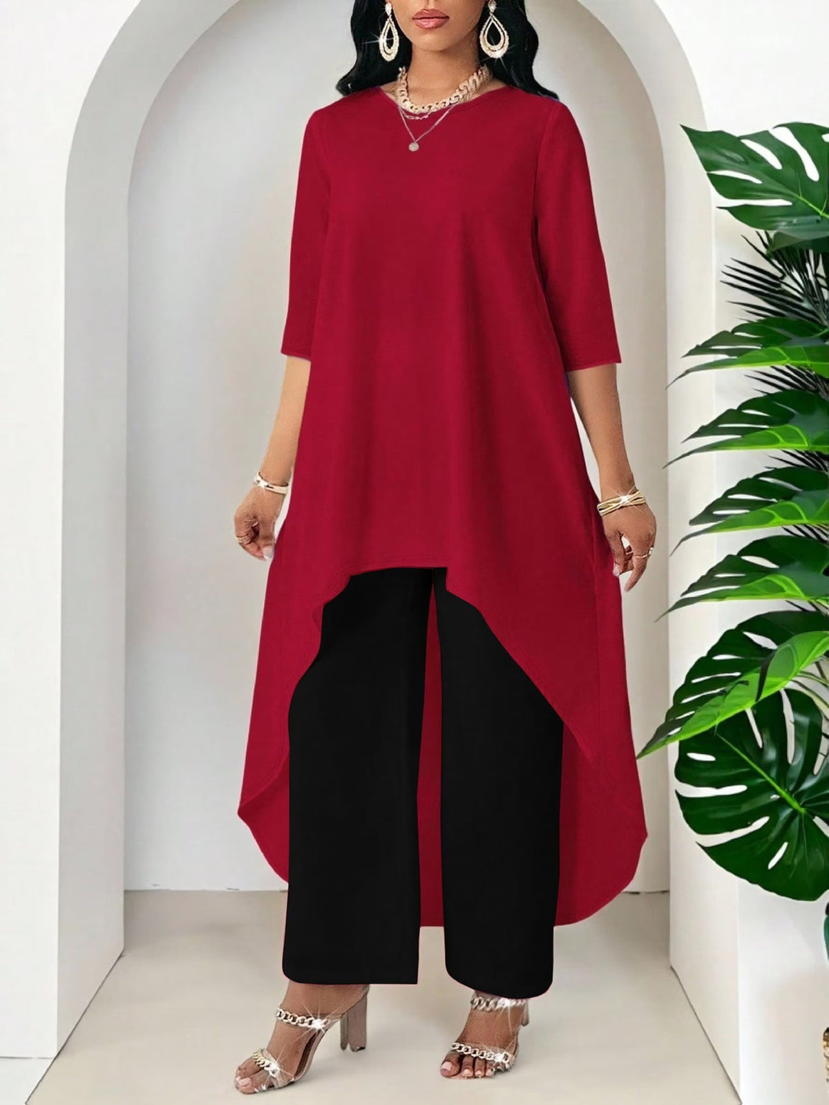 Multi-Color Irregular Hem Dress-Top for Women