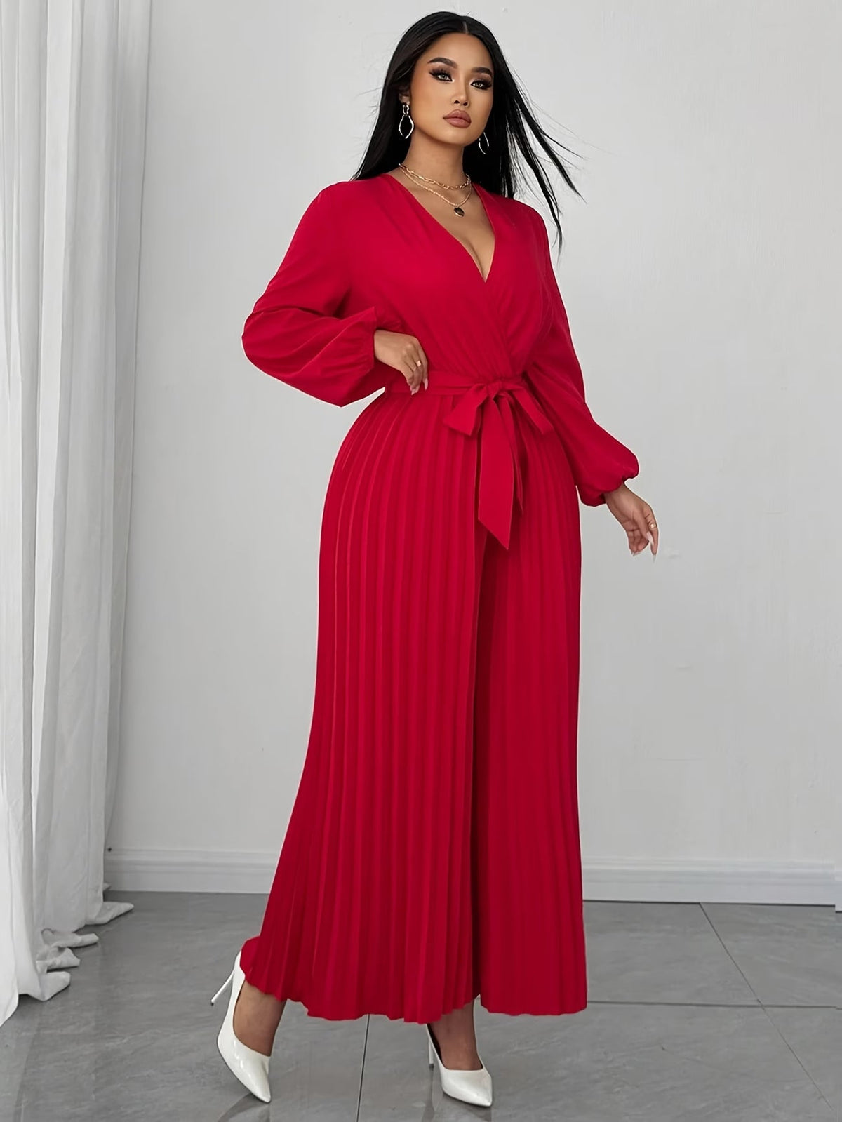 Plus Size Deep V-Neck Jumpsuit for Women |