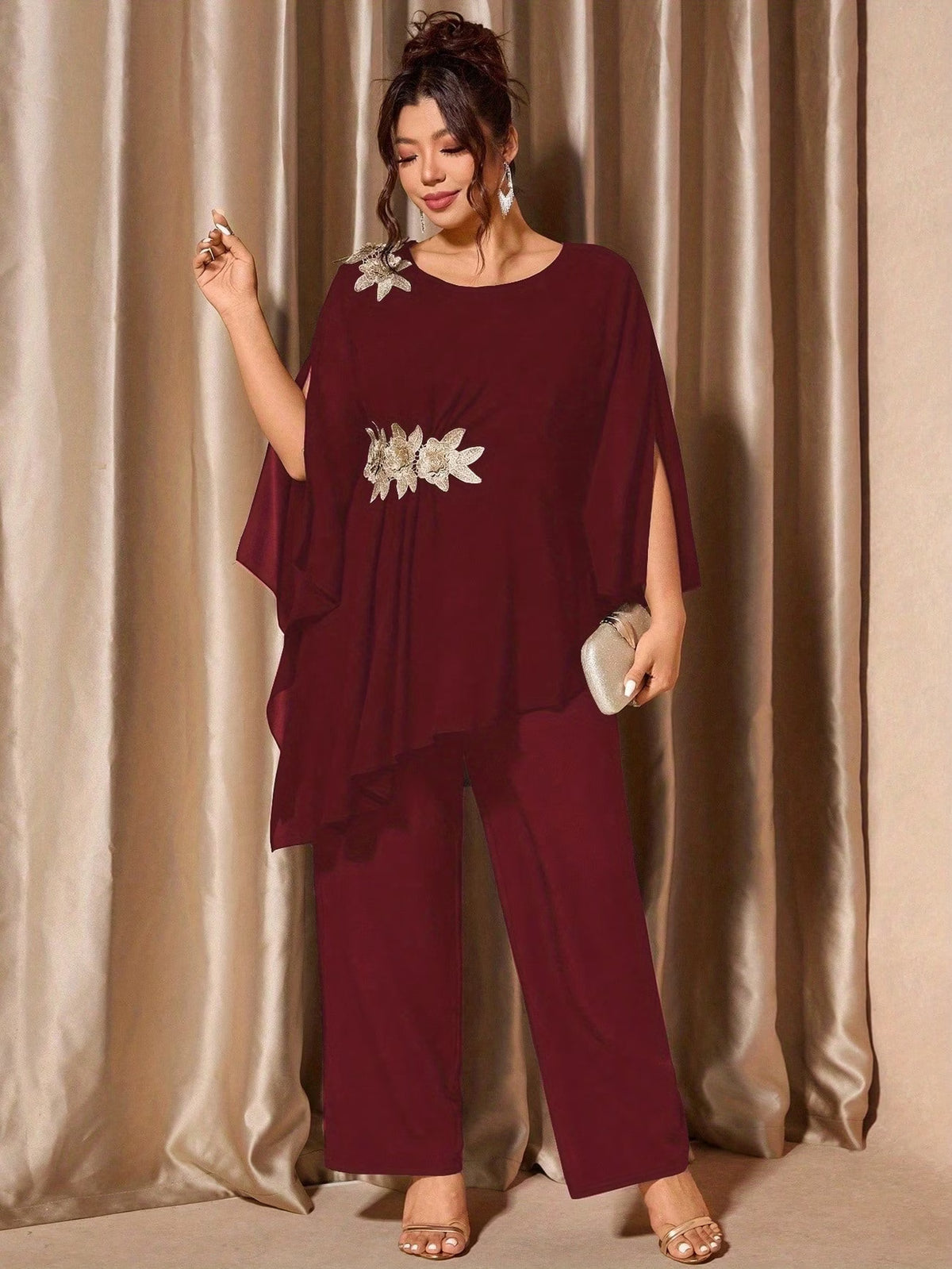 Elegant Floral Asymmetrical Co-Ord Set