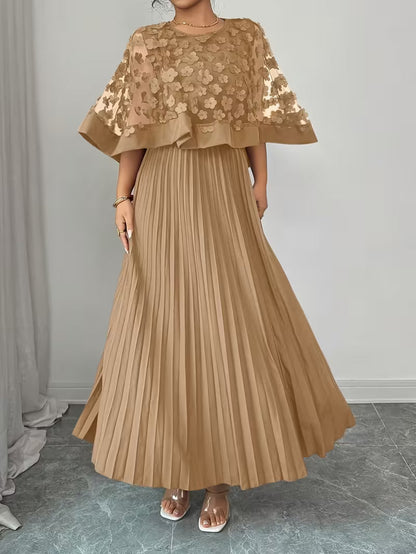 Women’s Elegant 3D Floral Appliqué Dress