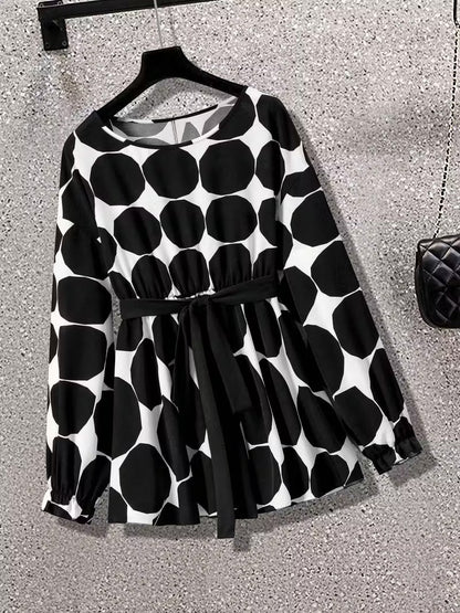 Plus Size Polka Dot Tie-Front 2-Piece Set