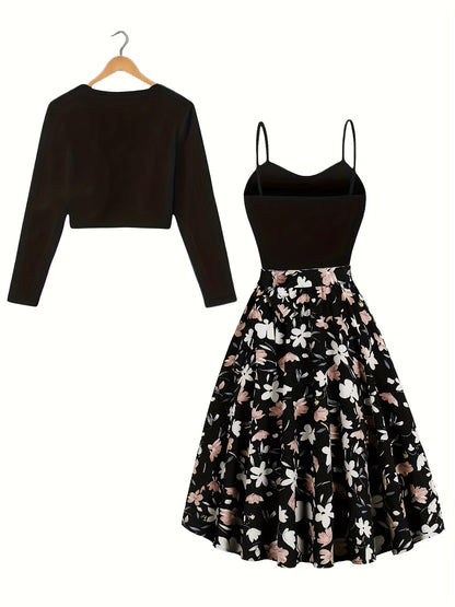 Women Elegant Top & Skirt Two-Piece Set