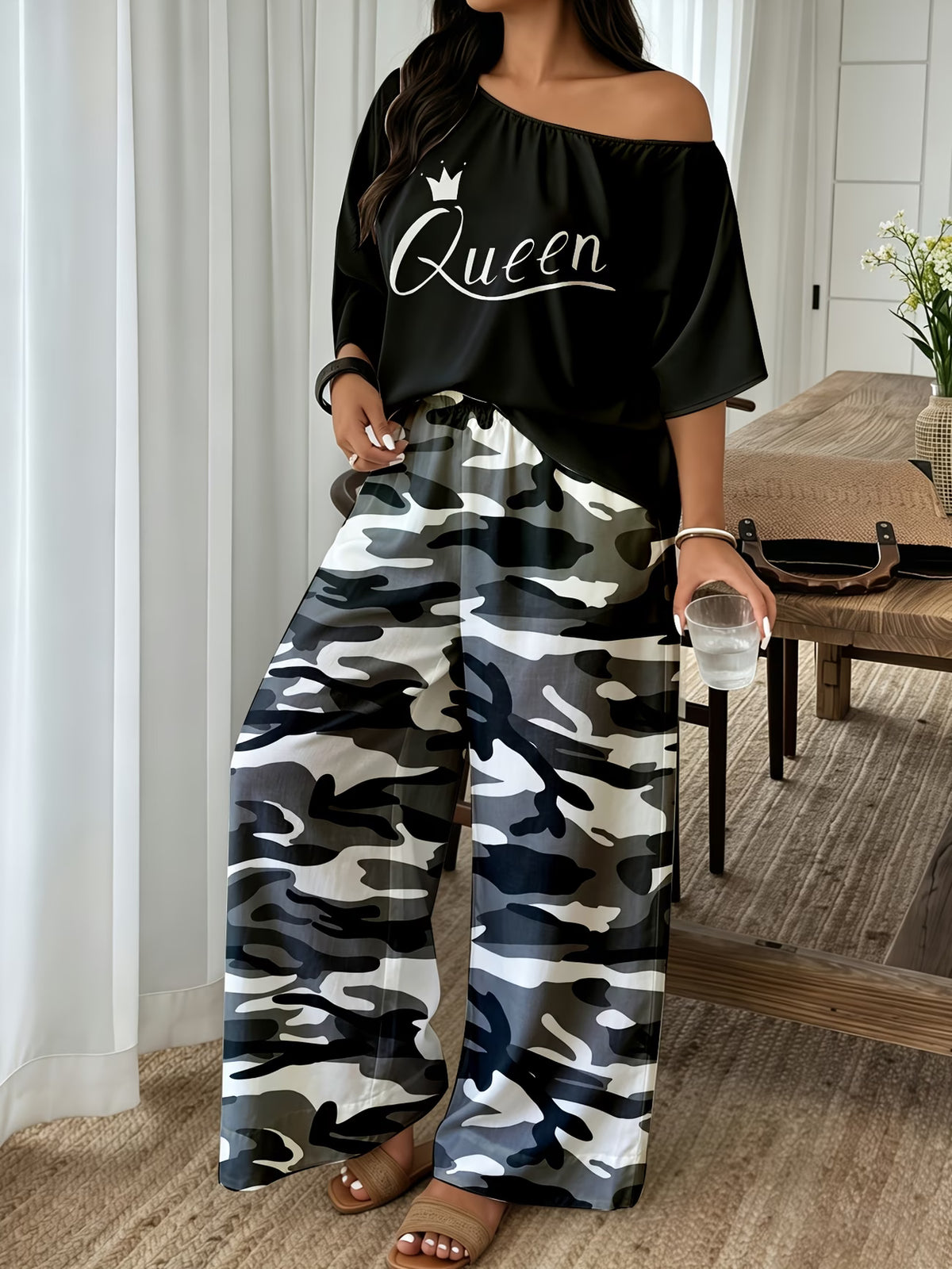 Neon Queen Camo Lounge Co-Ord Set
