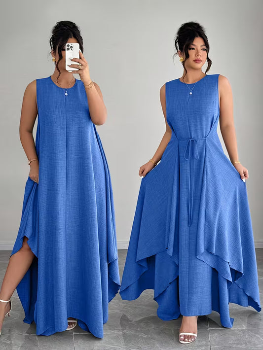 Elegant Tie-Belt A-Line Dress💖