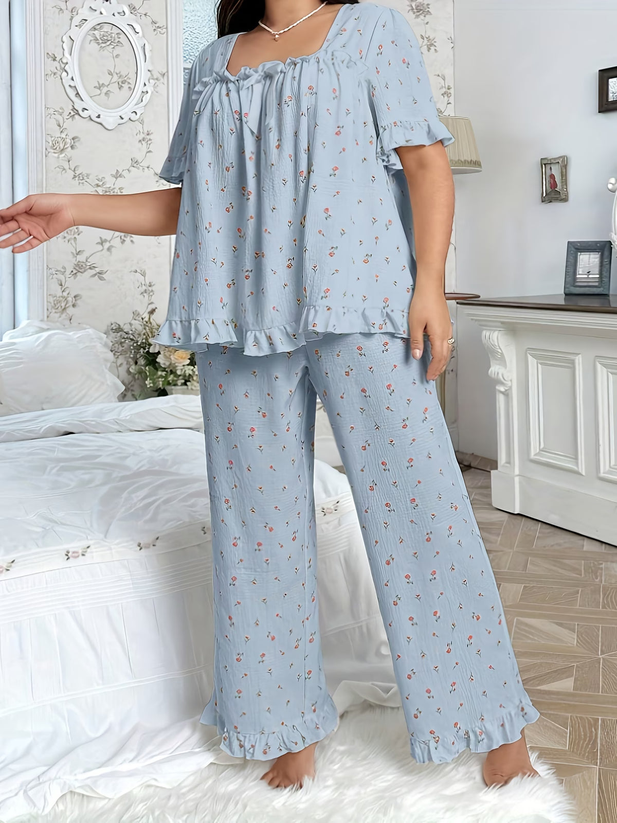 Chic Bow Print Lounge Co-Ord Set