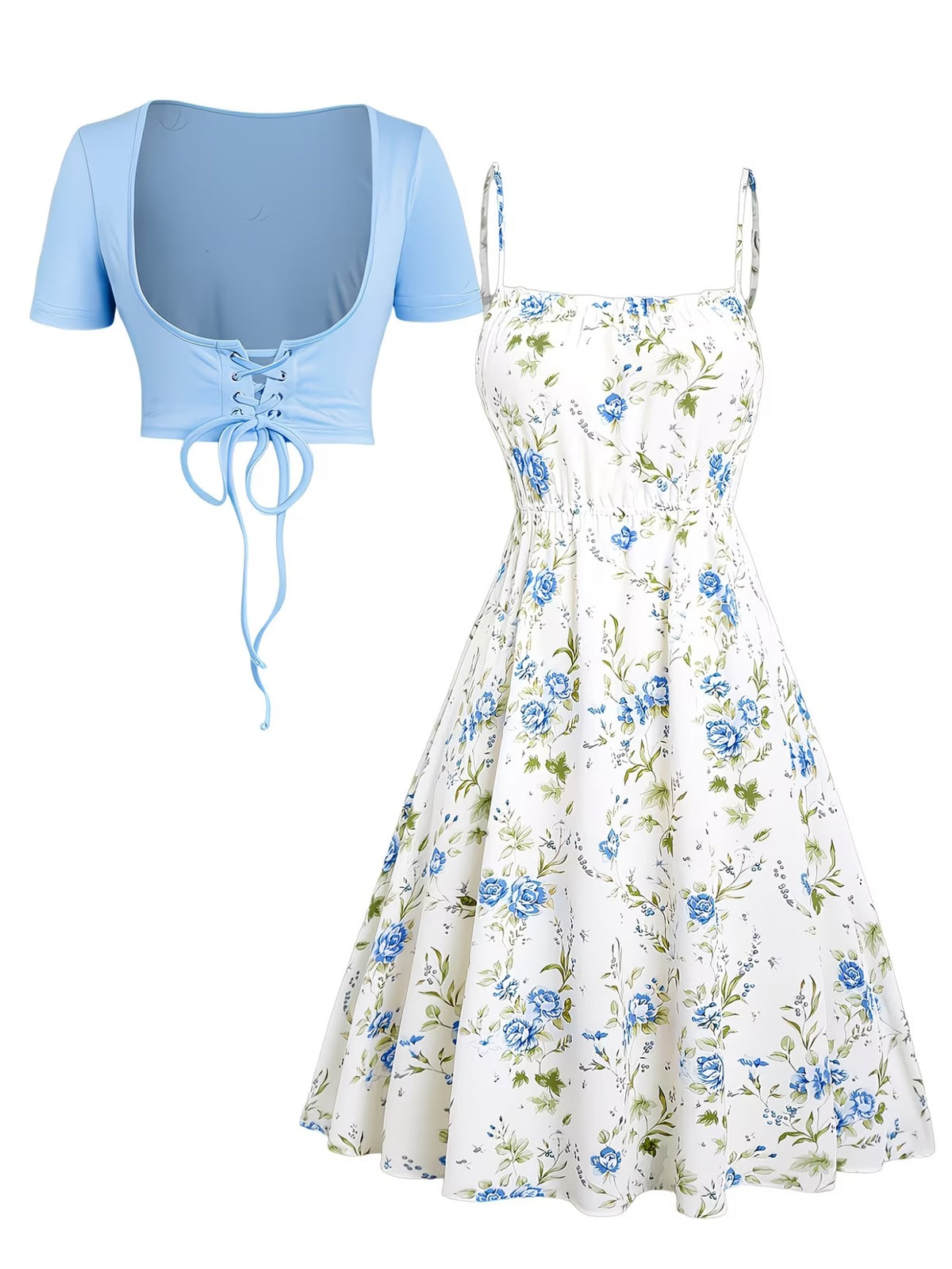 Women's Floral Halter Dress & Cardigan Set