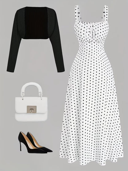 Women's Floral Halter Dress & Cardigan Set