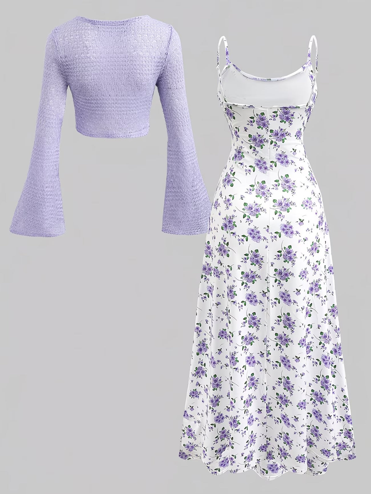 Women's Floral Halter Dress & Cardigan Set