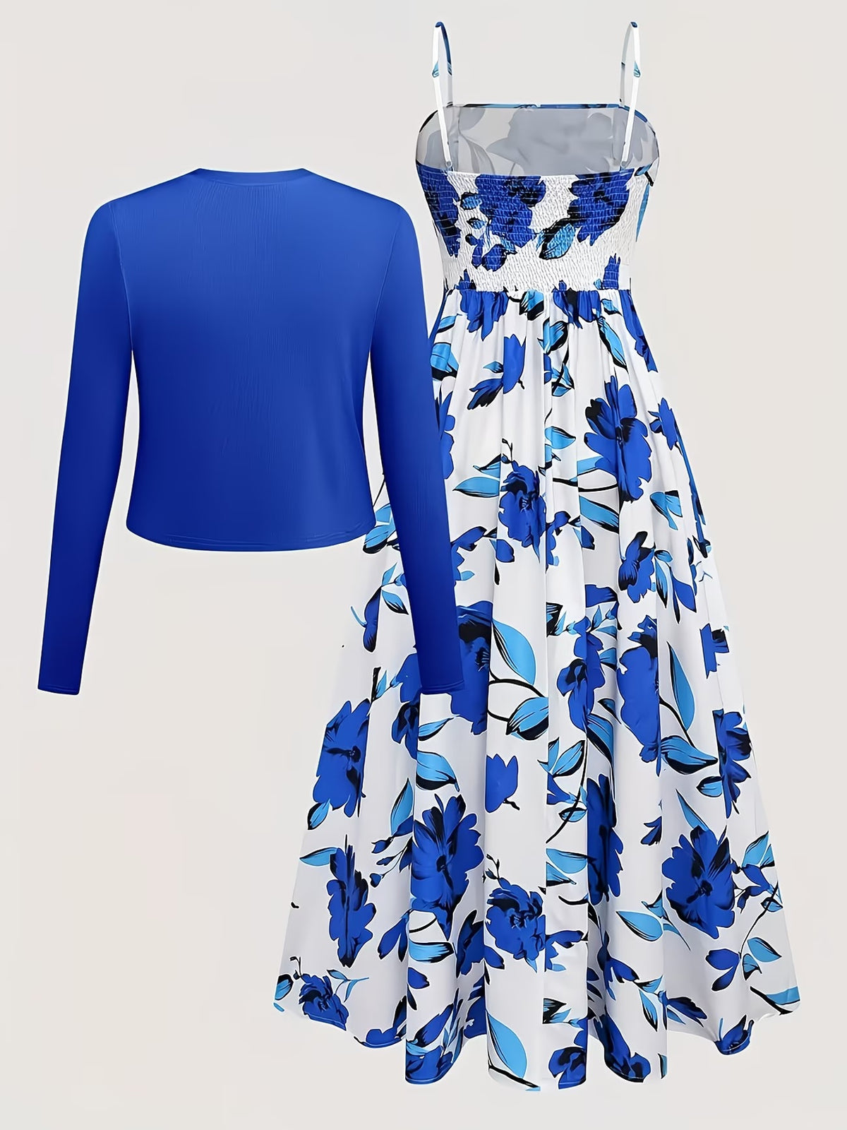 Women's Floral Halter Dress & Cardigan Set