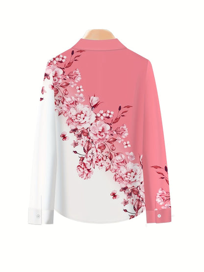 Women’s Floral Color-Block Blouse & Relaxed Trousers Co-Ord Set