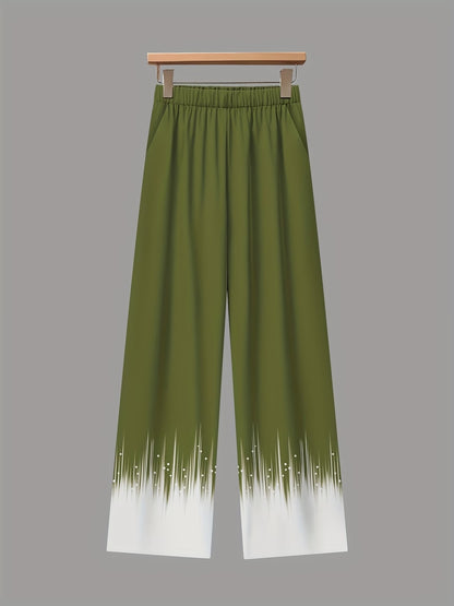 Women’s Floral Color-Block Blouse & Relaxed Trousers Co-Ord Set