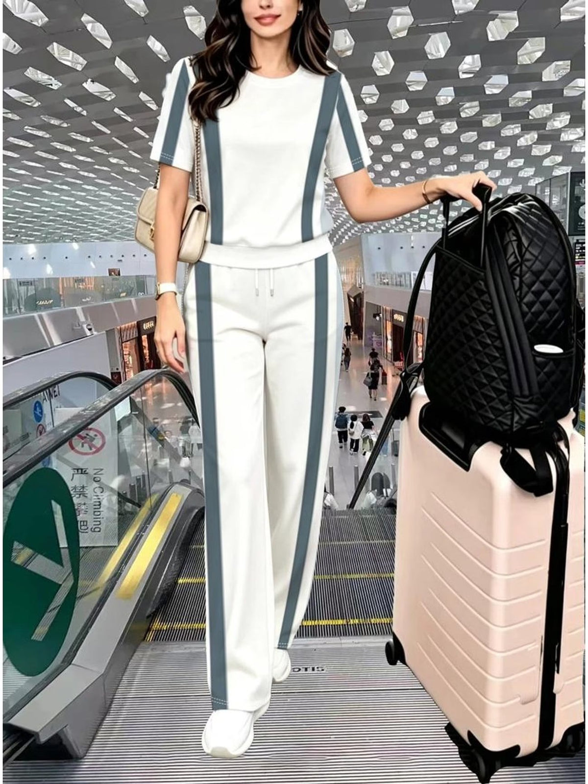 Striped Luxe 2-Piece Women’s Pantsuit Set