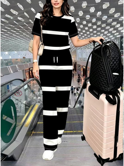 Striped Luxe 2-Piece Women’s Pantsuit Set