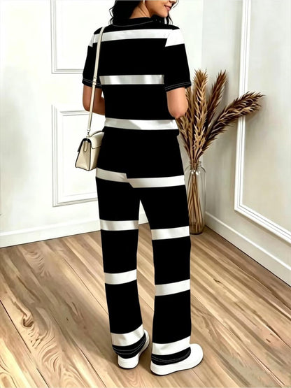 Striped Luxe 2-Piece Women’s Pantsuit Set