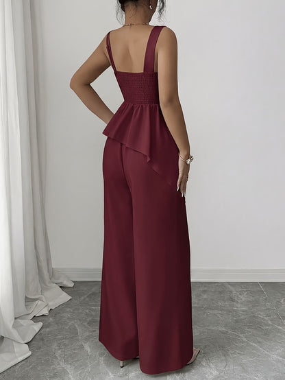 Chic Asymmetric Top, Skirt & Wide-Leg Pants