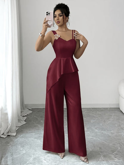Chic Asymmetric Top, Skirt & Wide-Leg Pants