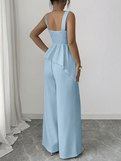 Chic Asymmetric Top, Skirt & Wide-Leg Pants