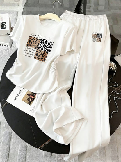 Women’s Apricot Bow Print 2-Piece Co-Ord Set