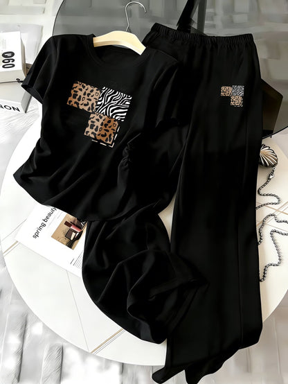 Women’s Apricot Bow Print 2-Piece Co-Ord Set