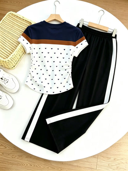 Women’s Apricot Bow Print 2-Piece Co-Ord Set
