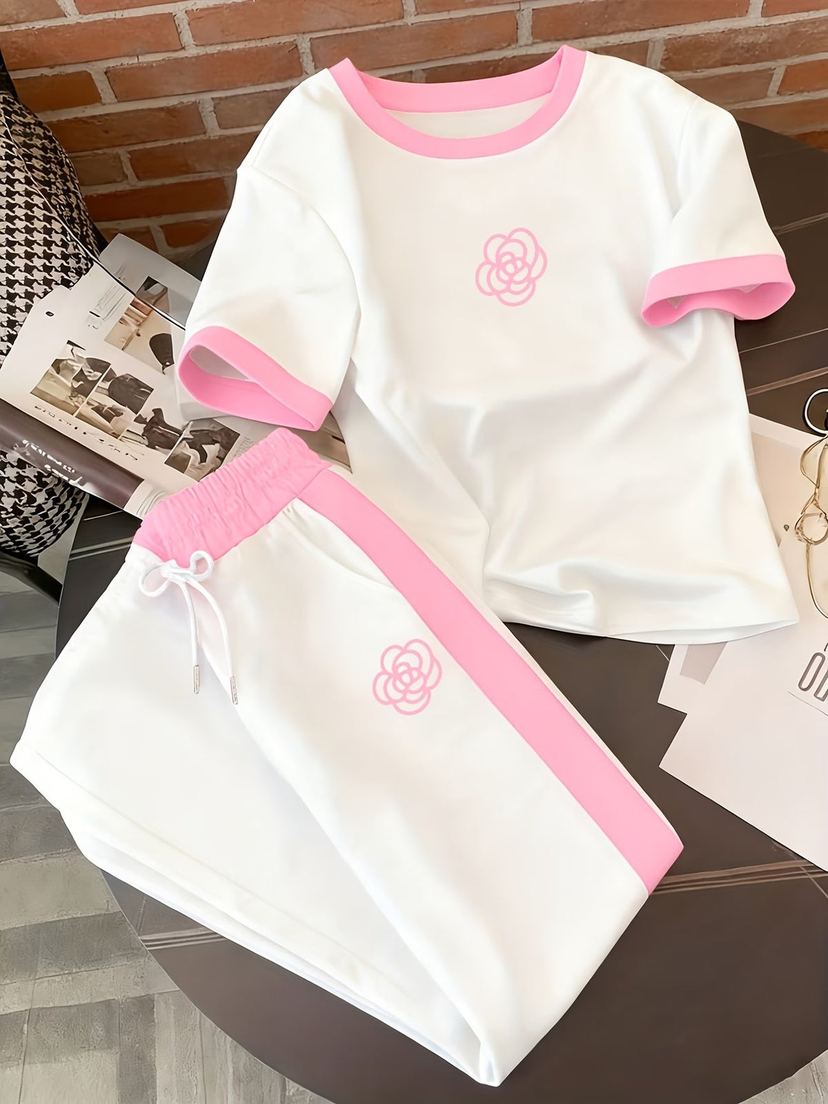 Women’s Apricot Bow Print 2-Piece Co-Ord Set