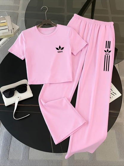 Women’s Apricot Bow Print 2-Piece Co-Ord Set