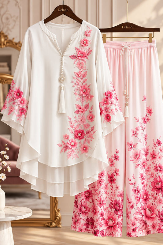 Women’s Trendy Floral Print Top Palazzo Co-Ord Set