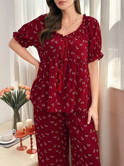 Chic Bow Print Lounge Co-Ord Set