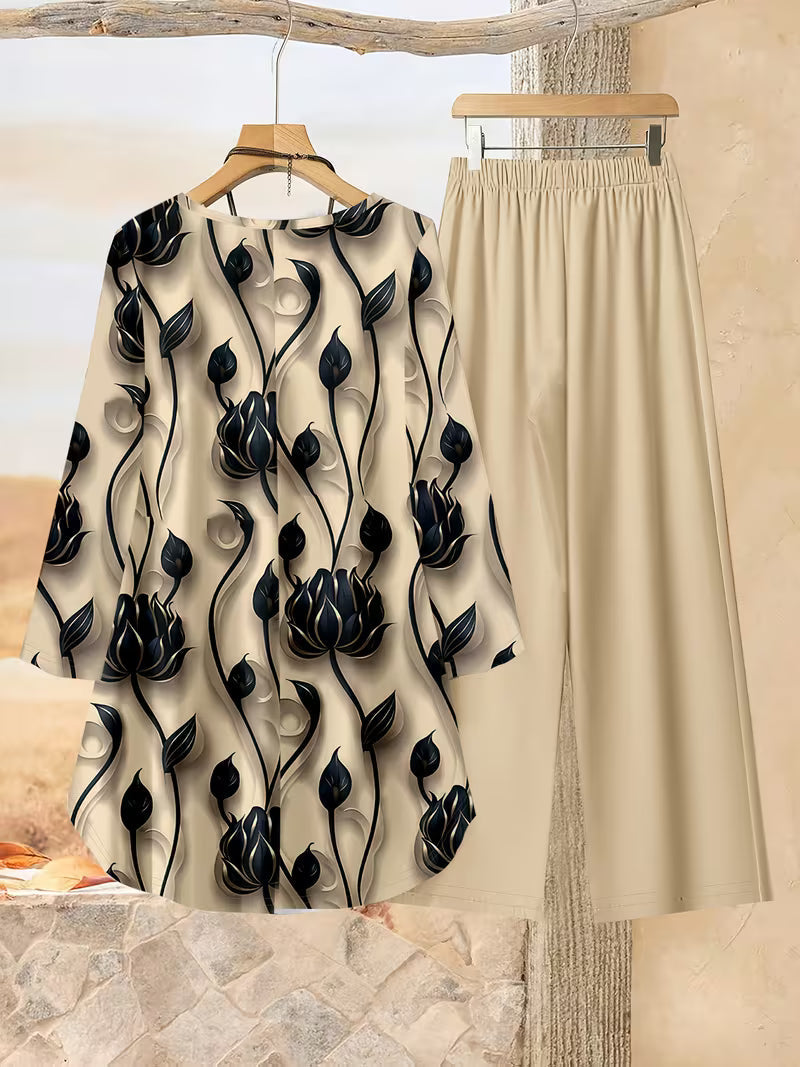 Women’s Color-Block Striped Top & Pants Set
