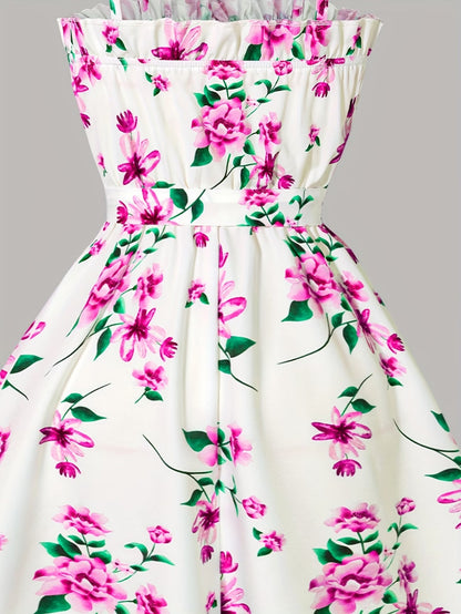 Girls Floral Dress & Cardigan 2-Piece Set