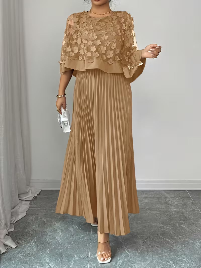 Women’s Elegant 3D Floral Appliqué Dress